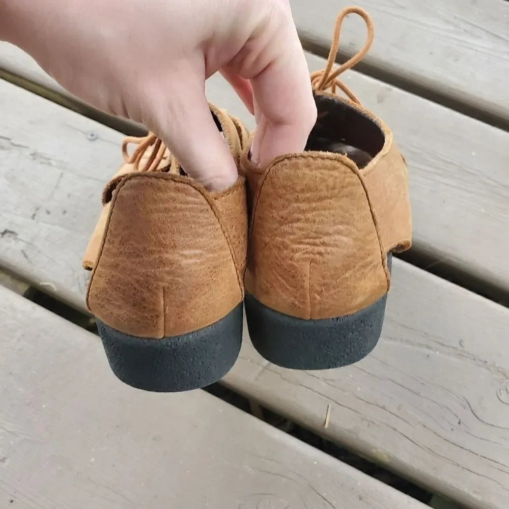 Vintage 90s y2k Brown Leather‎ Greek Fisherman Chunky Platform Jesus Sandals 8.5